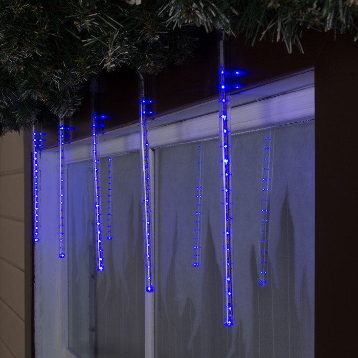 фото Светодиодная сосулька уличная "тающая" 0,3 м, d=2 см, вилка, led-18-220v, нить белая, свечение синее luazon lighting