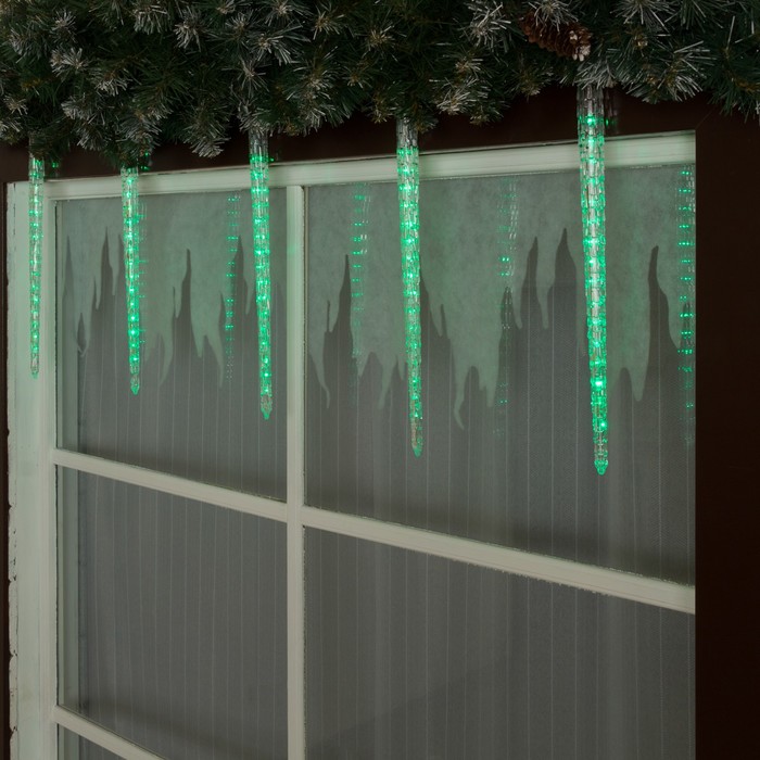 Светодиодная сосулька "Рифленая" 0,5 м, d=4см. УМС-вилка LED-30-220V ЗЕЛЕНЫЙ