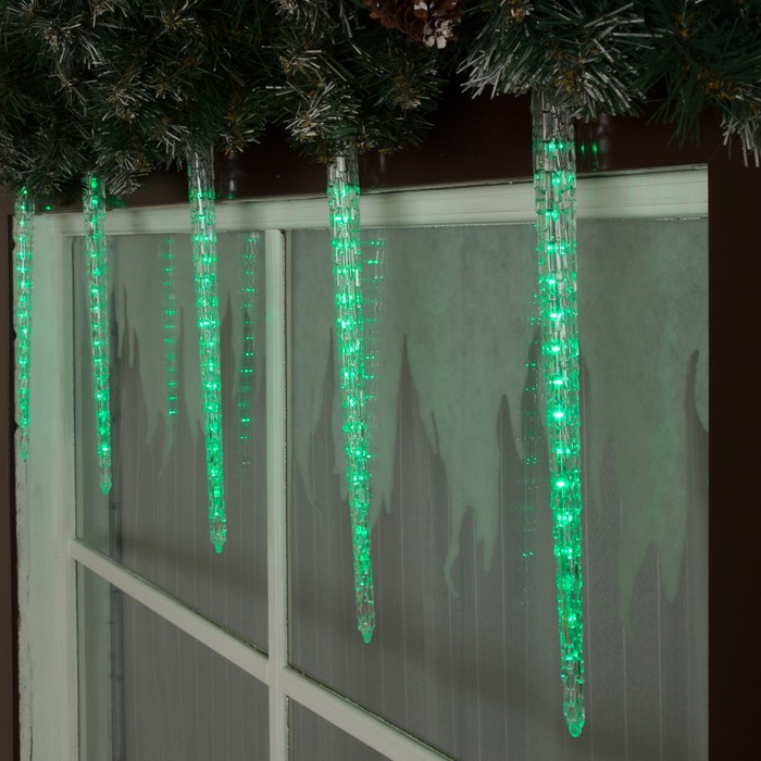 Светодиодная сосулька "Рифленая" 0,5 м, d=4см. УМС-вилка LED-30-220V ЗЕЛЕНЫЙ