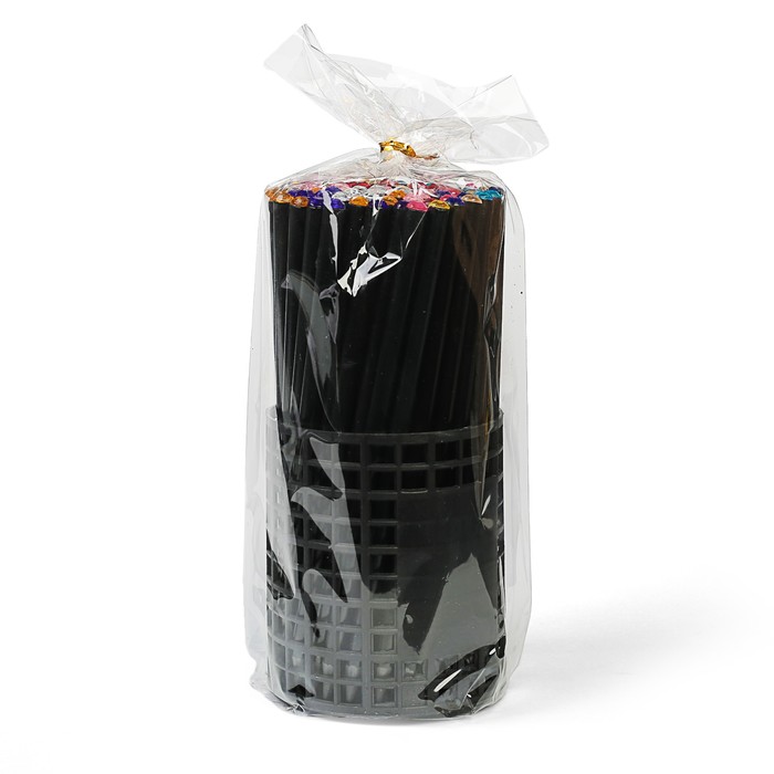 Карандаш ч/г НВ корпус черный заточенный со стразой из акрила МИКС