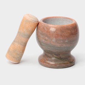 Ступка с толкушкой «Мрамор», из натурального камня, цвет коричневый от Сима-ленд