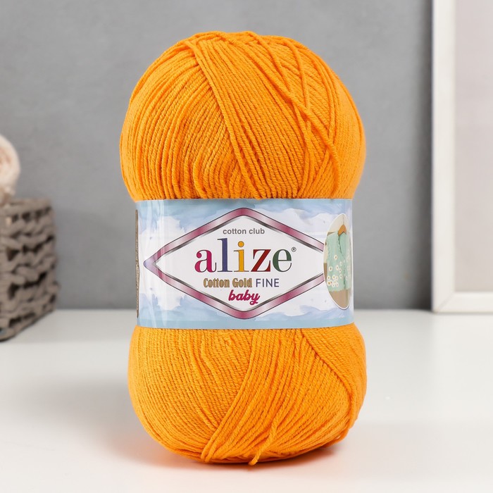 

Пряжа "Cotton gold fine baby" 55% хлопок, 45% акрил 470м/100гр (83 тыква)