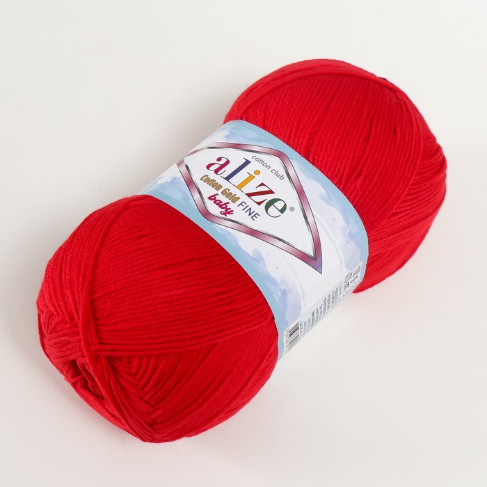 

Пряжа "Cotton gold fine baby" 55% хлопок, 45% акрил 470м/100гр (56 красный)