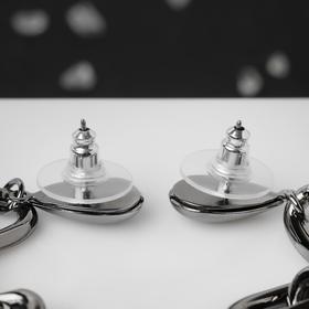 

Серьги висячие "Тренд" цепь на капле, цвет серый металл