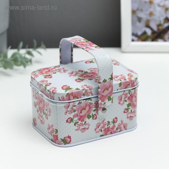 

Шкатулка металл с ручкой "Розовый шиповник" 6,5х10,5х8 см