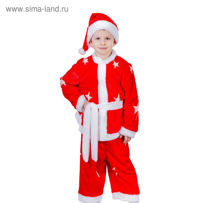 фото Детский карнавальный костюм "санта клаусёнок" плюшевый, 3 предмета, рост 122-128 см карнавалия чудес