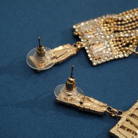 

Серьги висячие со стразами "Искорки" богема, цвет белый в золоте