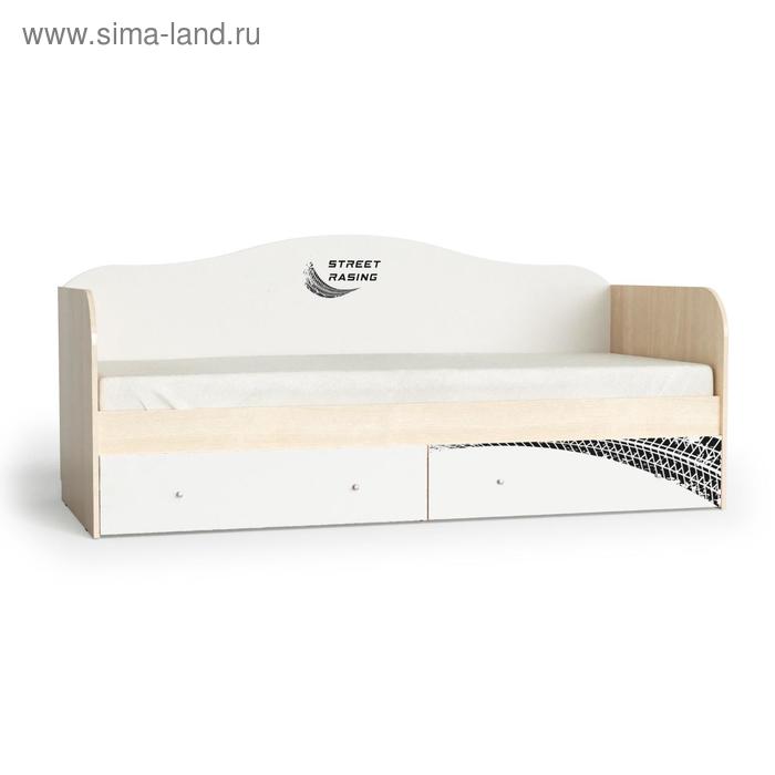 Кровать-софа 800 х 1900 ясень шимо светлый,белая машина кровать софа 800 х 1900 белый хоккей