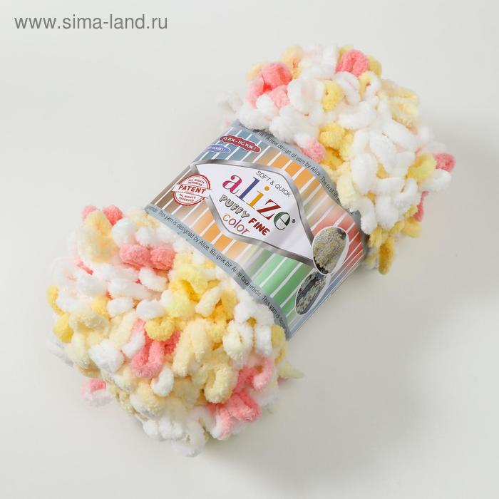 

Пряжа "Puffy Fine Color" 100% микрополиэстер 14,5м/100гр (5942 бел-жёл-роз)