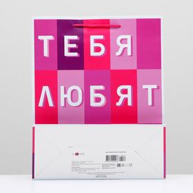 

Пакет подарочный "Тебя любят!!!", 26 х 32 х 12 см