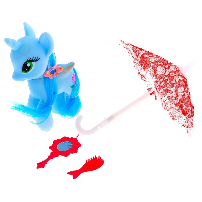 Пони "Единорожка" с зонтиком и аксессуарами, МИКС