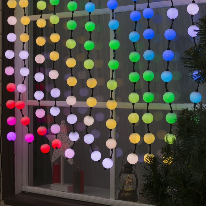 Гирлянда "Дождь" улич. с насад. "Умные Шарики", 1,2х1,2м, 144 шара, LED-576(4в1)-220V, контр.30 р, М