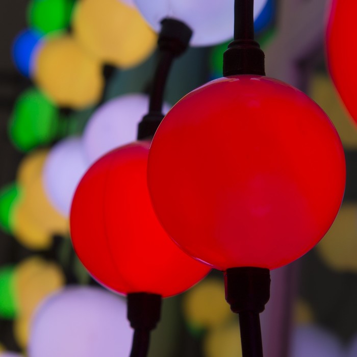 Гирлянда "Дождь" улич. с насад. "Умные Шарики", 1,2х1,2м, 144 шара, LED-576(4в1)-220V, контр.30 р, М