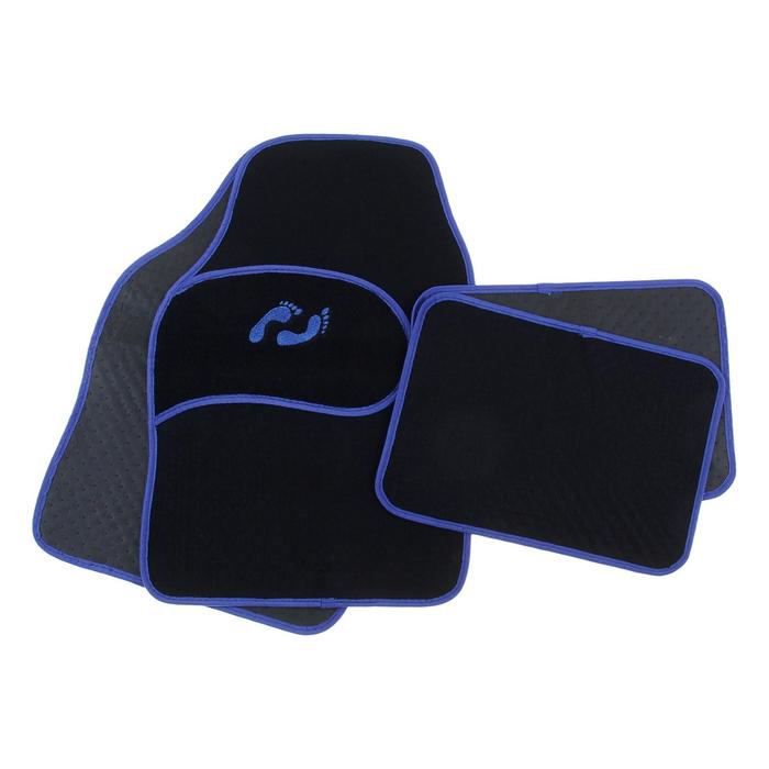 Набор ковриков для авто "Следы". 4 шт, 62х42 см и 43х30 см, синий