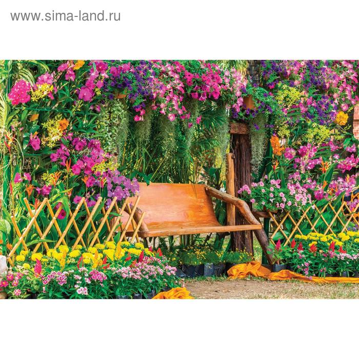 Фотобаннер, 300 × 200 см, с фотопечатью, люверсы шаг 1 м, «Скамейка в цветах» фотосетка 300 × 200 см с фотопечатью люверсы шаг 1 м скамейка в цветах