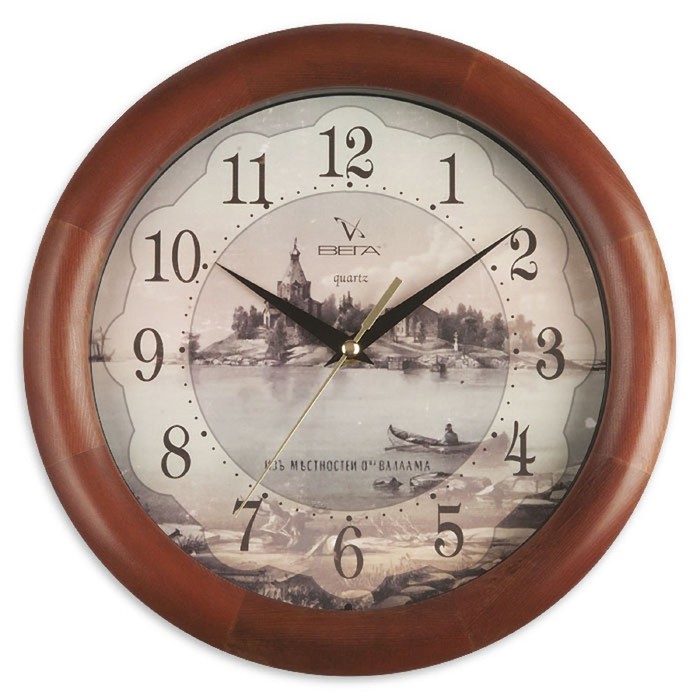 Часы настенные круглые "Валаам", деревянные