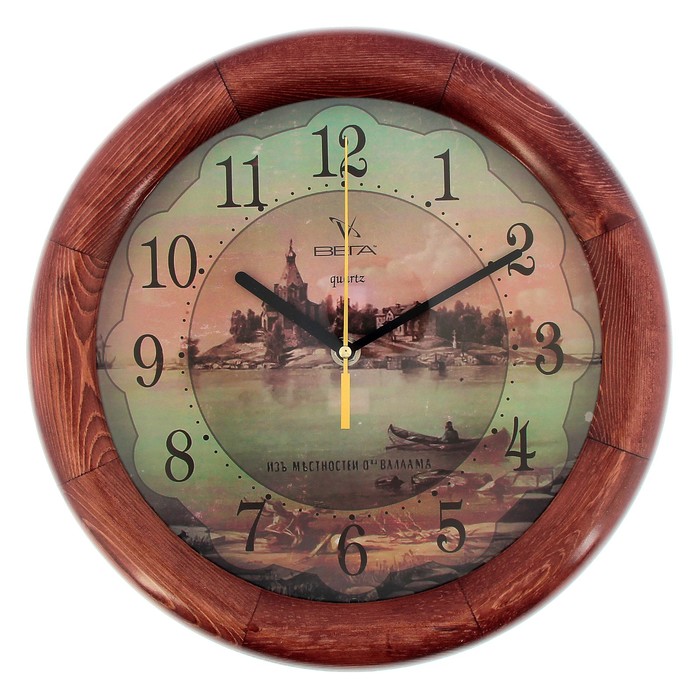 Часы настенные круглые "Валаам", деревянные