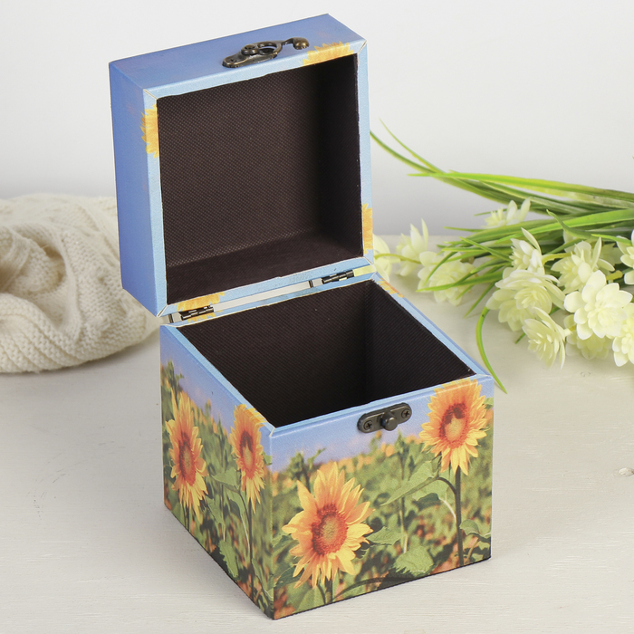 Шкатулка "Подсолнуховое поле" квадратная
