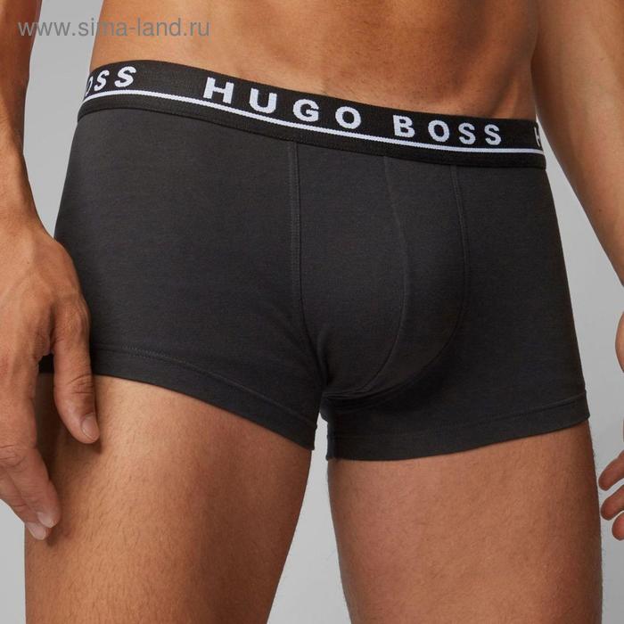 фото Трусы мужские hugo boss trunk 3p co/el, размер s, цвет чёрный, синий, серый, 3 шт.