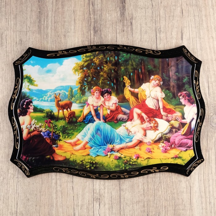 Панно «Сюжет», 23х33 см, лаковая миниатюра, микс