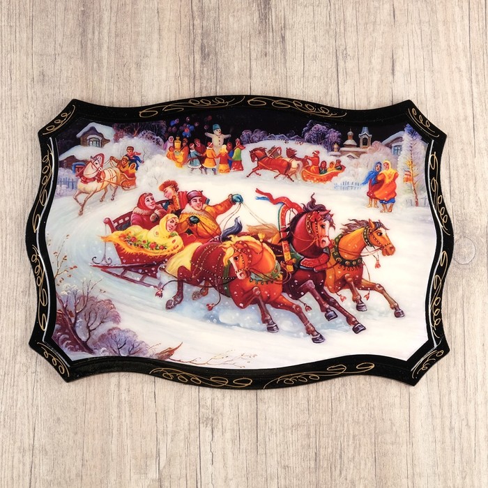 Панно «Сюжет», 23х33 см, лаковая миниатюра, микс