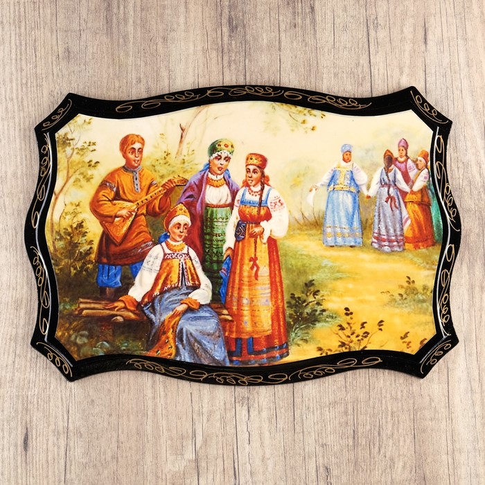 Панно «Сюжет», 23х33 см, лаковая миниатюра, микс