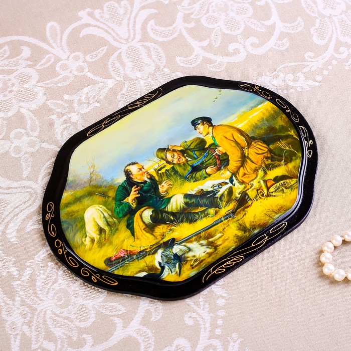 Панно «Сюжет», 16×22 см, лаковая миниатюра, микс