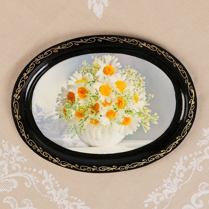 Поднос «Цветы»,19×25 см, лаковая миниатюра, микс