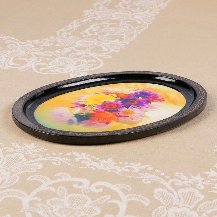 Поднос «Цветы»,19×25 см, лаковая миниатюра, микс