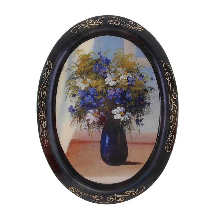 Поднос «Цветы»,19×25 см, лаковая миниатюра, микс