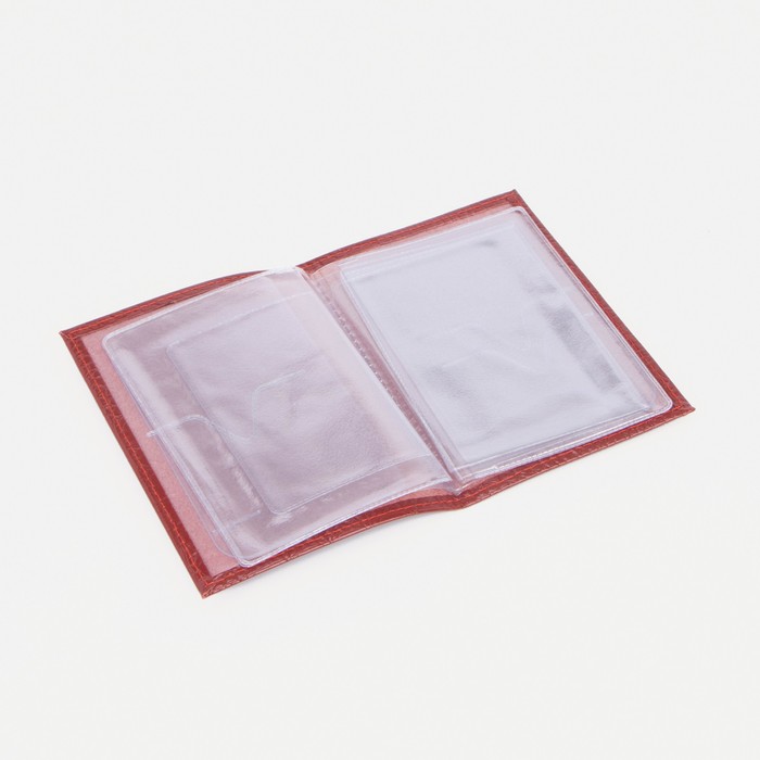 Обложка для автодокументов, красный кайман