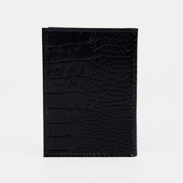 Обложка на автодокументы и паспорта, 5 отделов для карт, чёрный кайман