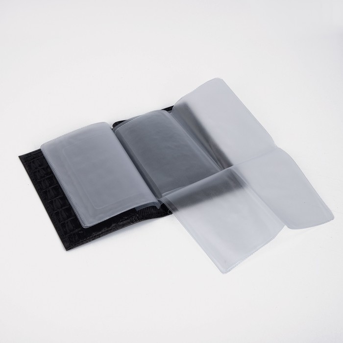 Обложка на автодокументы и паспорта, 5 отделов для карт, чёрный кайман