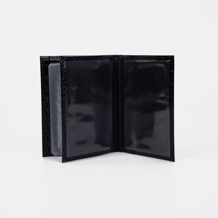 Обложка на автодокументы и паспорта, 5 отделов для карт, чёрный кайман