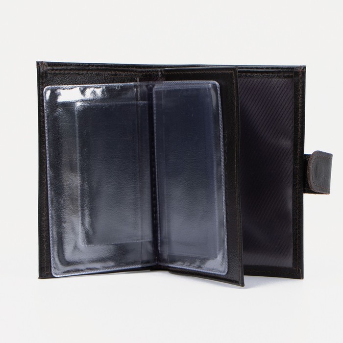 Обложка для автодокументов и паспорта, отдел для купюр, карманы для карт, матовый, цвет коричневый