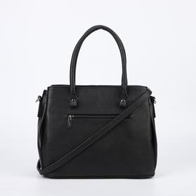 

Сумка женская, 3 отдела на молнии, наружный карман, длинный ремень, цвет чёрный