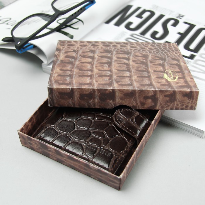 Пормоне мужское 2 в 1, отдел для купюр, отдел для монет, отдел для автодокументов, скат коричневый