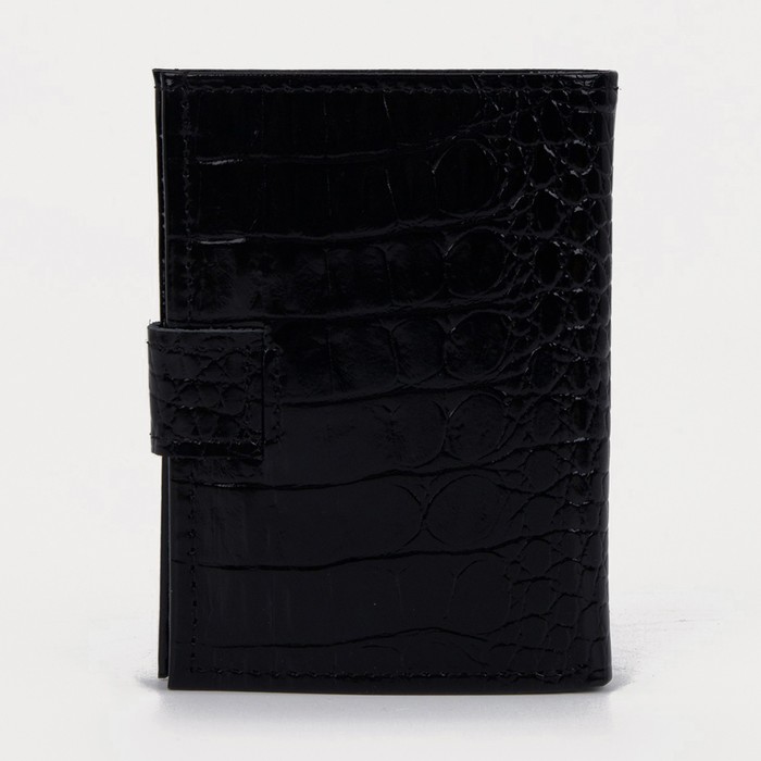 Пормоне мужское 2 в 1, отдел для купюр, отдел для монет, отдел для автодокументов, кайман чёрный