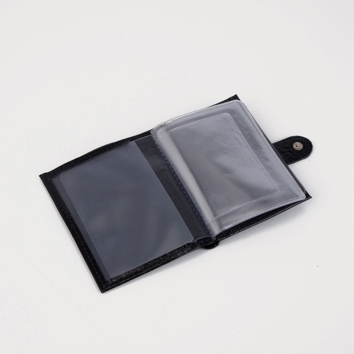 Пормоне мужское 2 в 1, отдел для купюр, отдел для монет, отдел для автодокументов, кайман чёрный