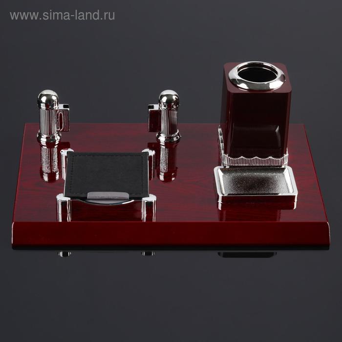 фото Набор настольный 4в1 с визитницей, красное дерево