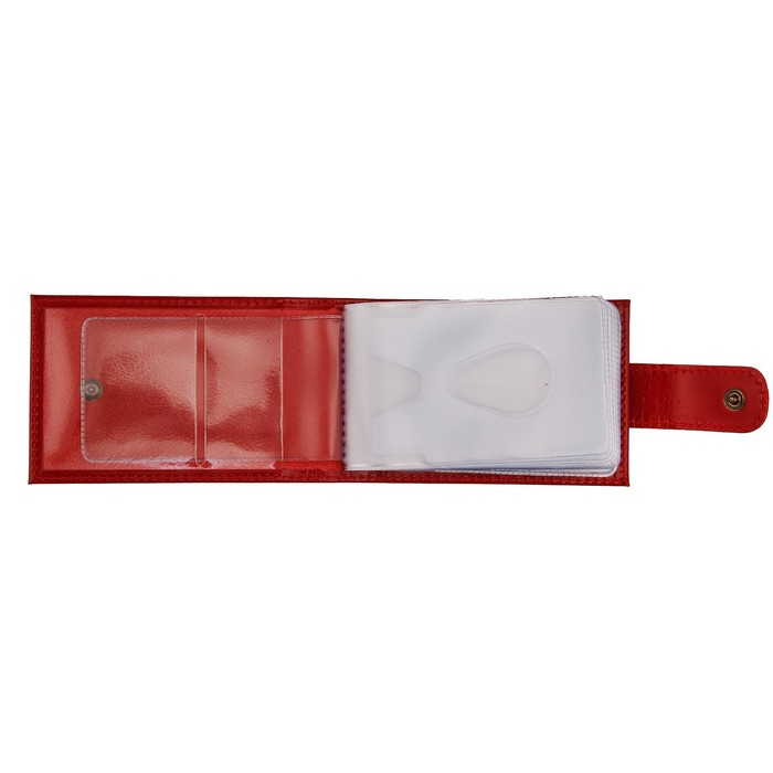 Визитница, 1 ряд, 16 листов, цвет красный