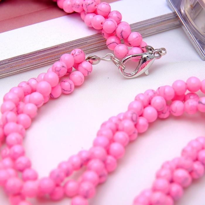 Бусы жгут "Агат розовый", 50см