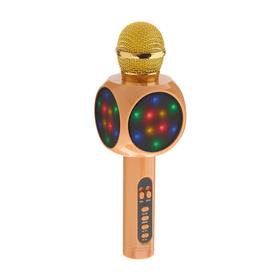 Колонка-микрофон для караоке WS-1816ch, 2х3 Вт, 2600 мАч, подсветка, золотистый Ош