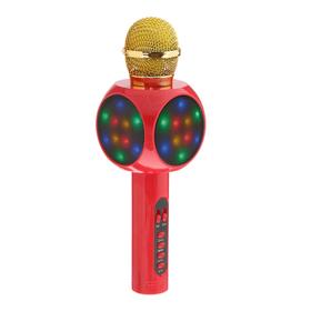 Колонка-микрофон для караоке WS-1816ch, 2х3 Вт, 1800 мАч, подсветка, красный Ош