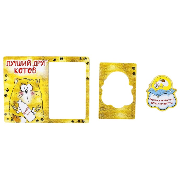 Фоторамка магнитная "Лучший друг котов", 1 фото 10х15 см