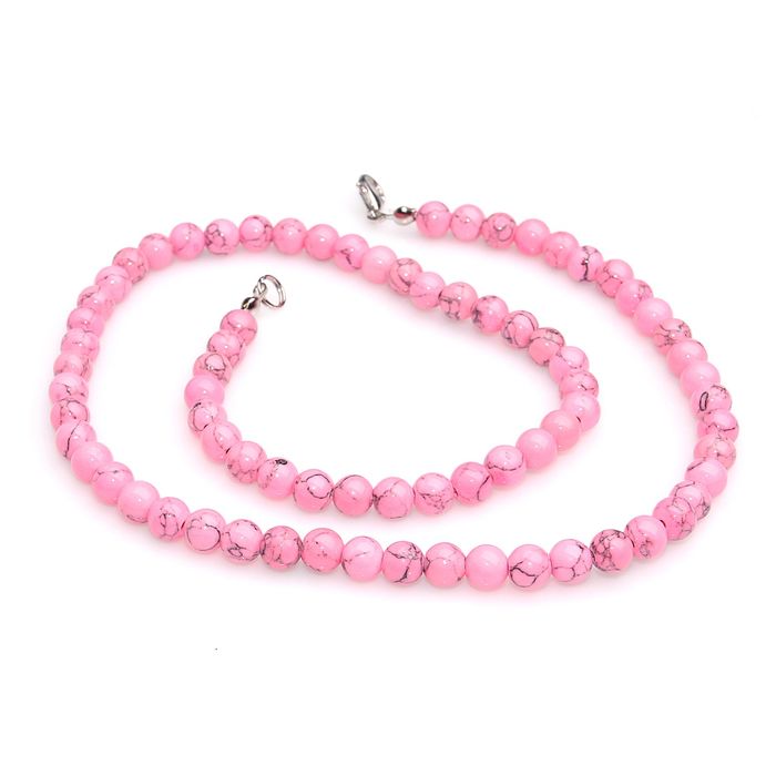 Бусы шар №6 "Агат розовый", 45см