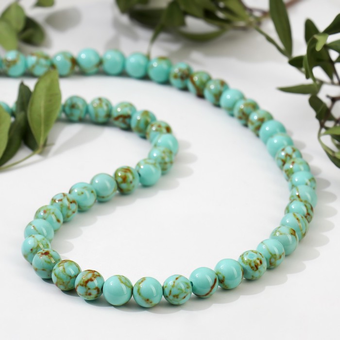 Бусы шар №8 "Бирюза старая", 45см