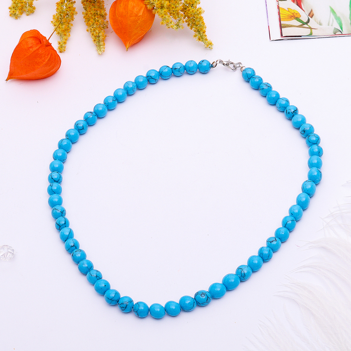 Бусы шар №8 "Бирюза новая", 45см