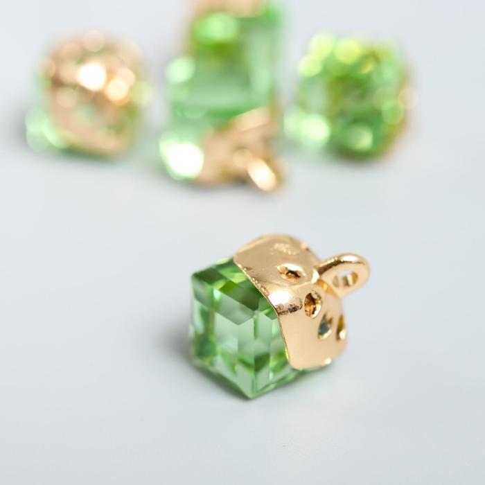 фото Декор для творчества стекло "куб-кристалл" светло-зелёный набор 5 шт 0,8х0,8 см арт узор