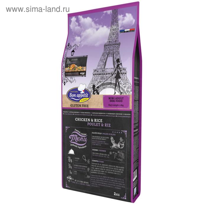 Сухой корм Bon appetit dog adult mini chicken & rice для собак мелких пород, курица/рис, 2 кг   5986